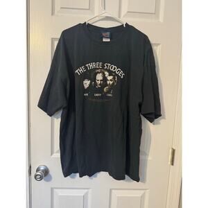 ALL U The Three Stooges Shirt XXL Black T-Shirt Retro Vintage Faded